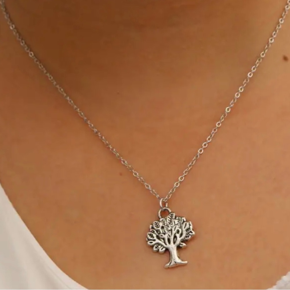 Women’s Girl’s Tree Nature Silver Necklace